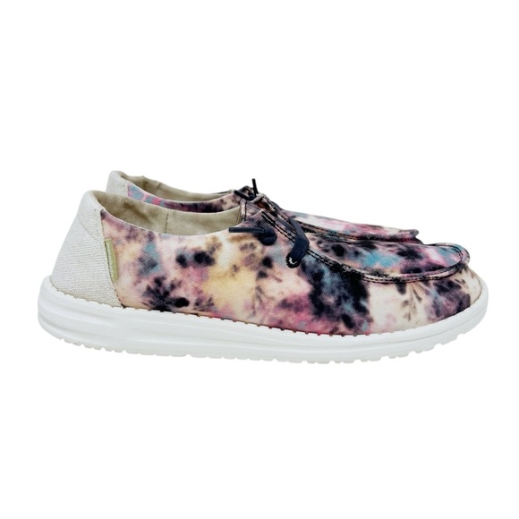 Hey Dude Wendy Tie Dye Pink White Slip On Comfort Casual Shoes Loafers - Picture 2 of 9